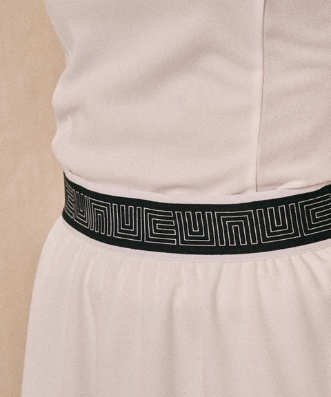 LENUCU Logo Banding Pique Skirt Mini .ver - White