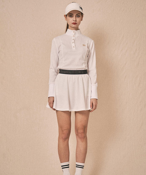 LENUCU Logo Banding Pique Skirt Mini .ver - White