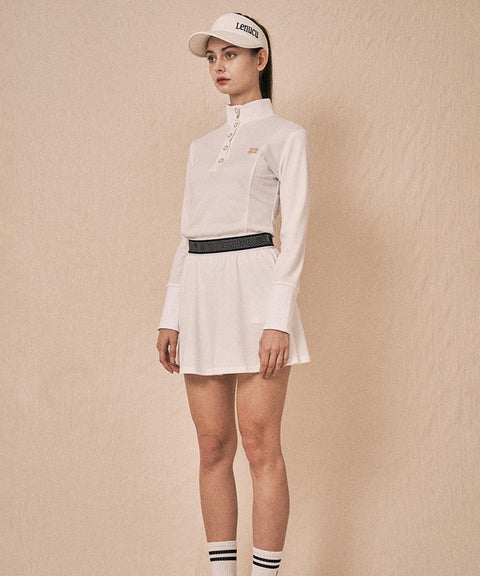 LENUCU Logo Banding Pique Skirt Mini .ver - White