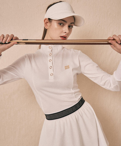 LENUCU Logo Banding Pique Skirt Mini .ver - White