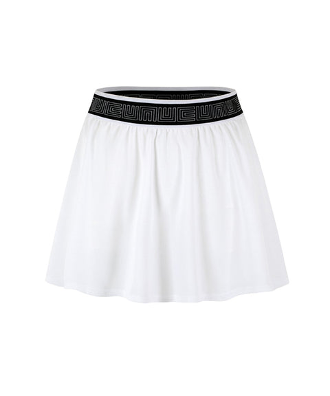 LENUCU Logo Banding Pique Skirt Mini .ver - White