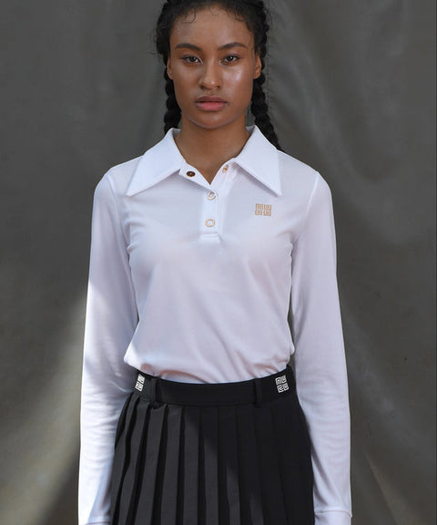 [Warehouse Sale] LENUCU Logo Banding Pleated Skirt - Black
