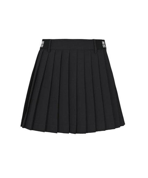 [Warehouse Sale] LENUCU Logo Banding Pleated Skirt - Black