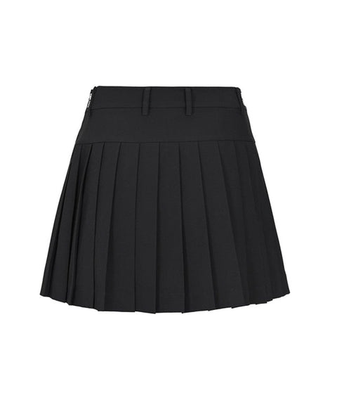 [Warehouse Sale] LENUCU Logo Banding Pleated Skirt - Black