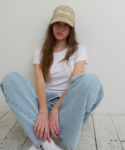 Logo Embroidered Ball Cap Milk Tea Beige