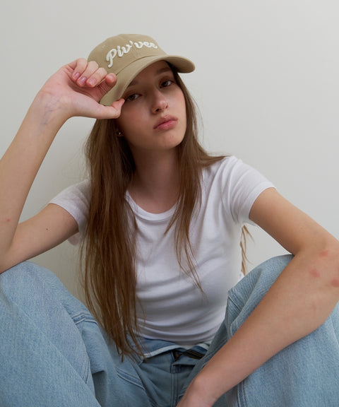 Logo Embroidered Ball Cap Milk Tea Beige