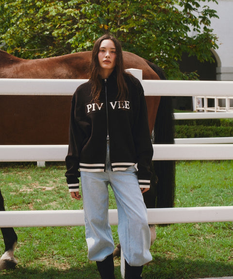 Logo Jacquard Knit Zip-up Cardigan Ebony Black