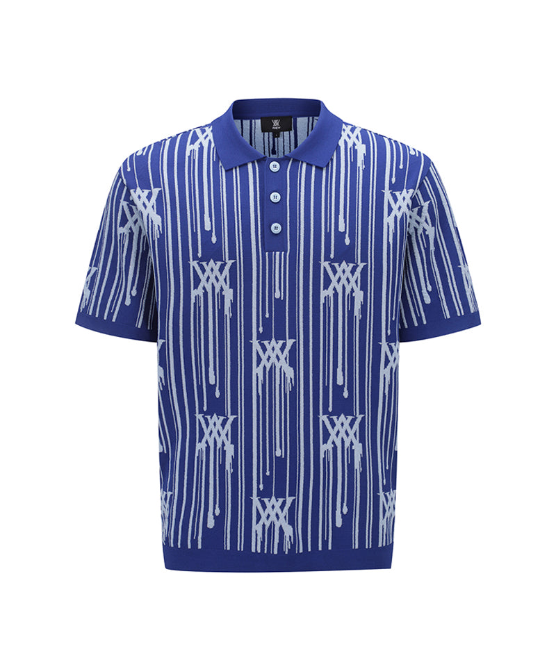 [Warehouse Sale] Men Rain Logo Short Sleeve Sweater - Royal Blue