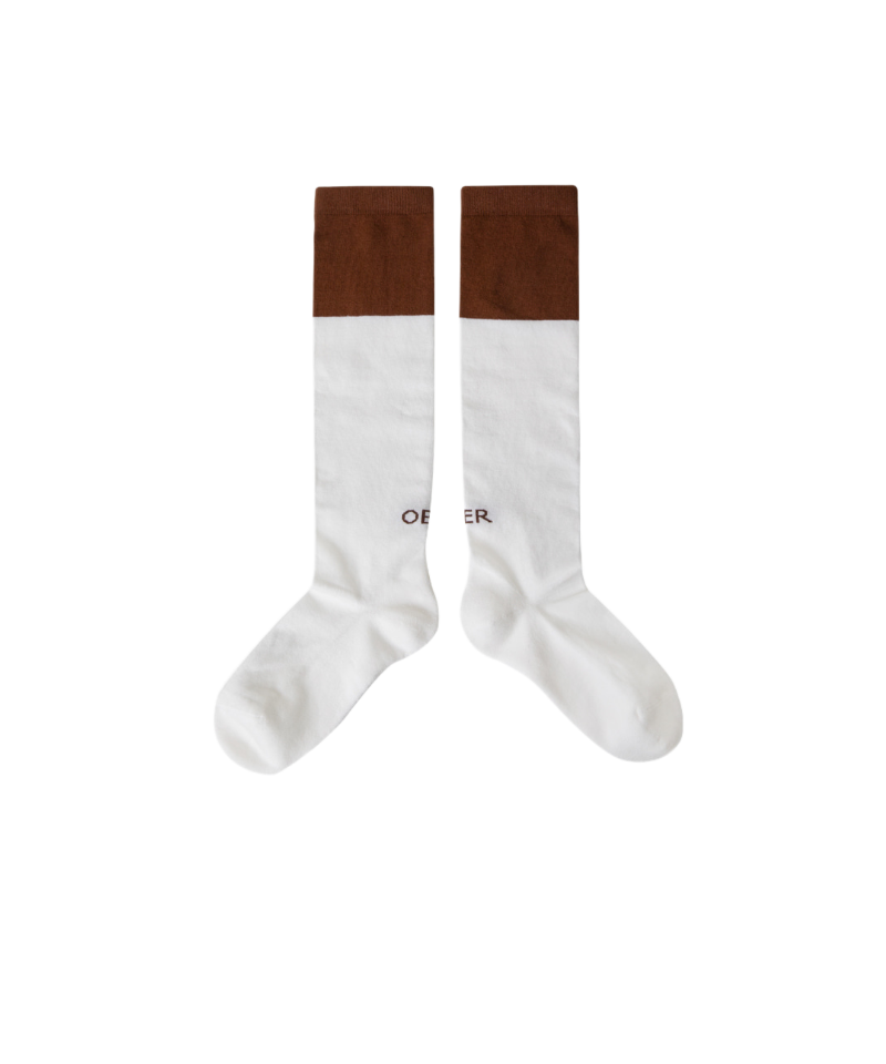 OBER Golf Monotone Color Blocking Socks Brown