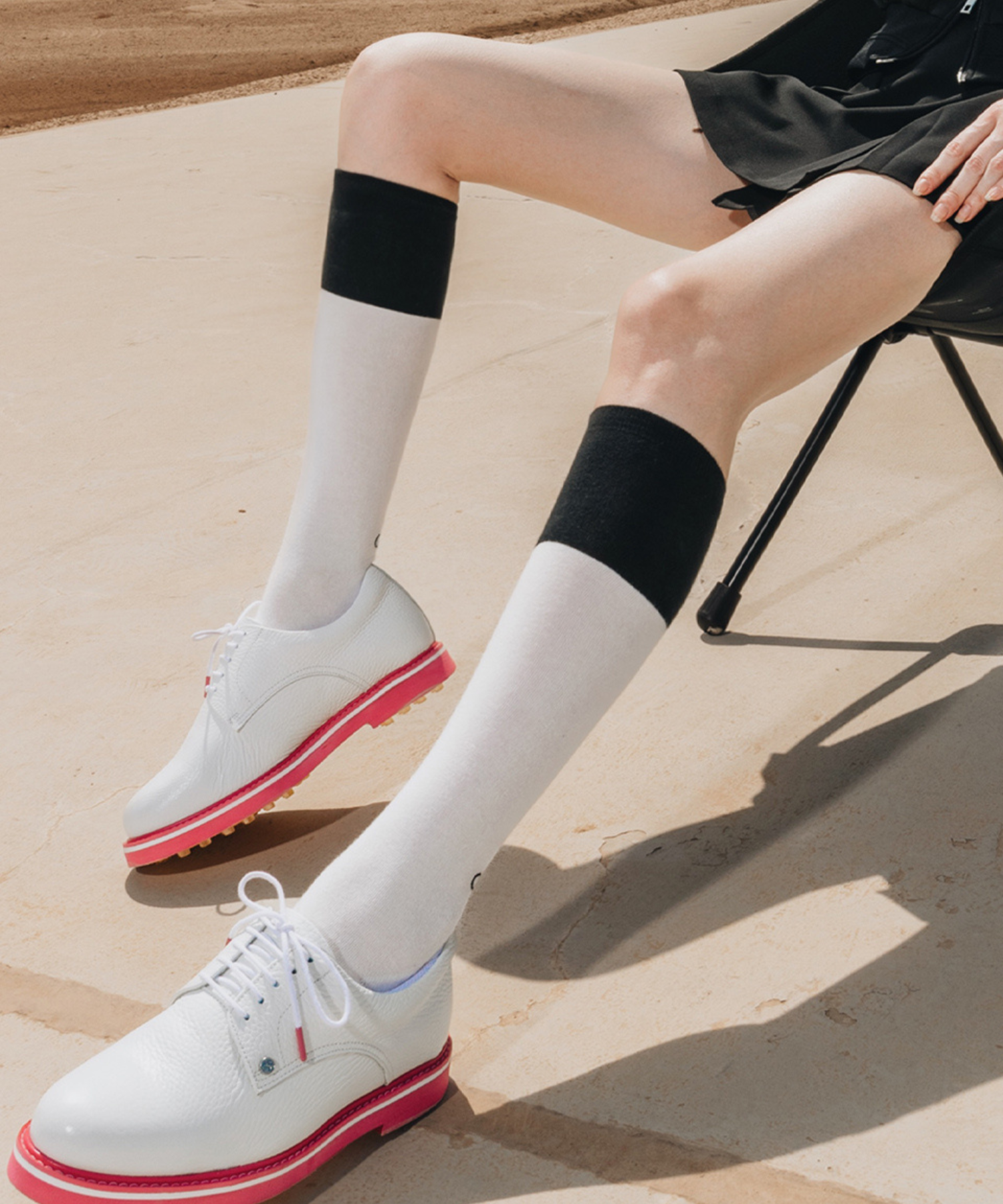 OBER Golf Monotone Color Blocking Socks Black