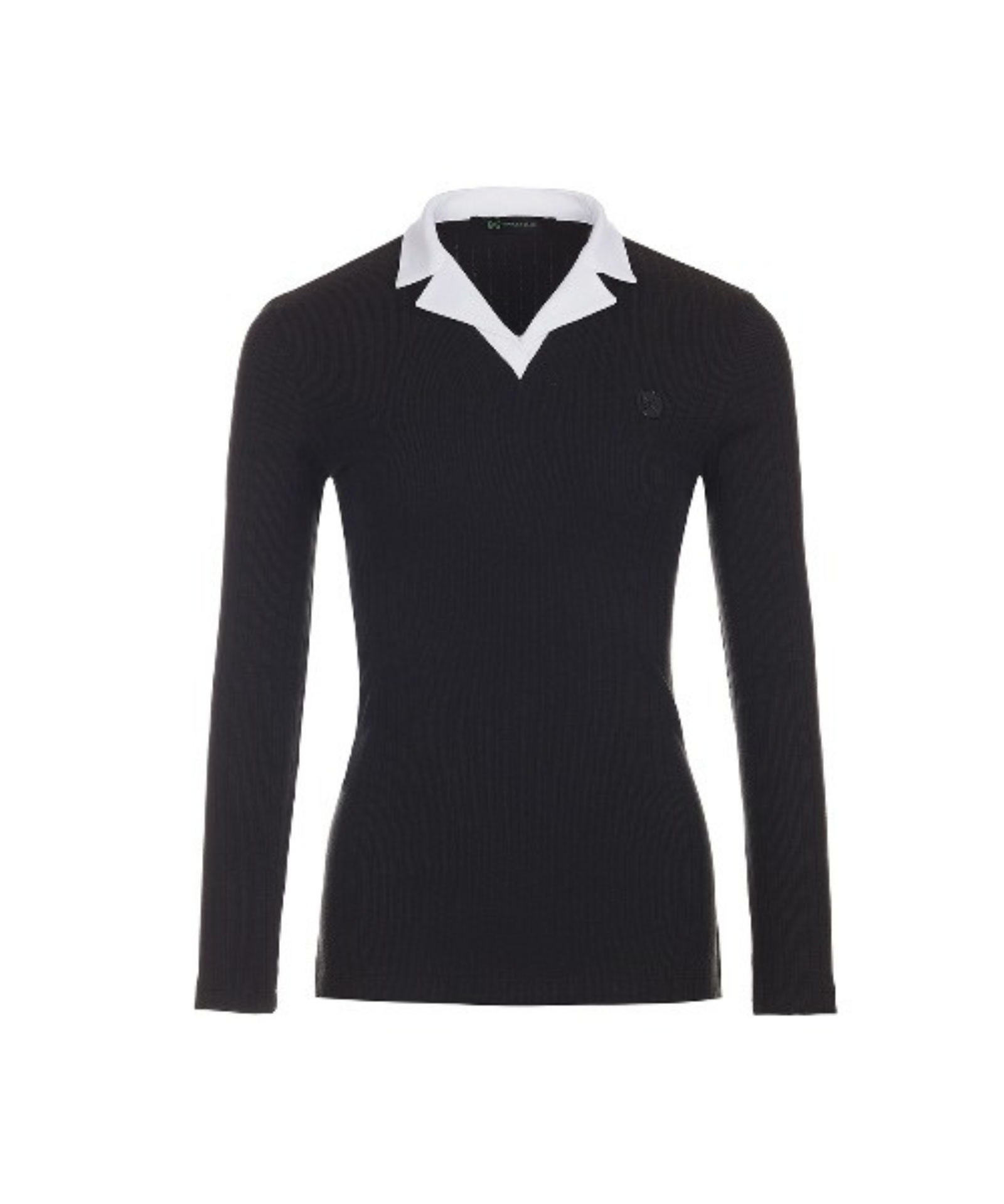 BERMUDA GRASS Open Collar Two-tone Golf T-shirt Black