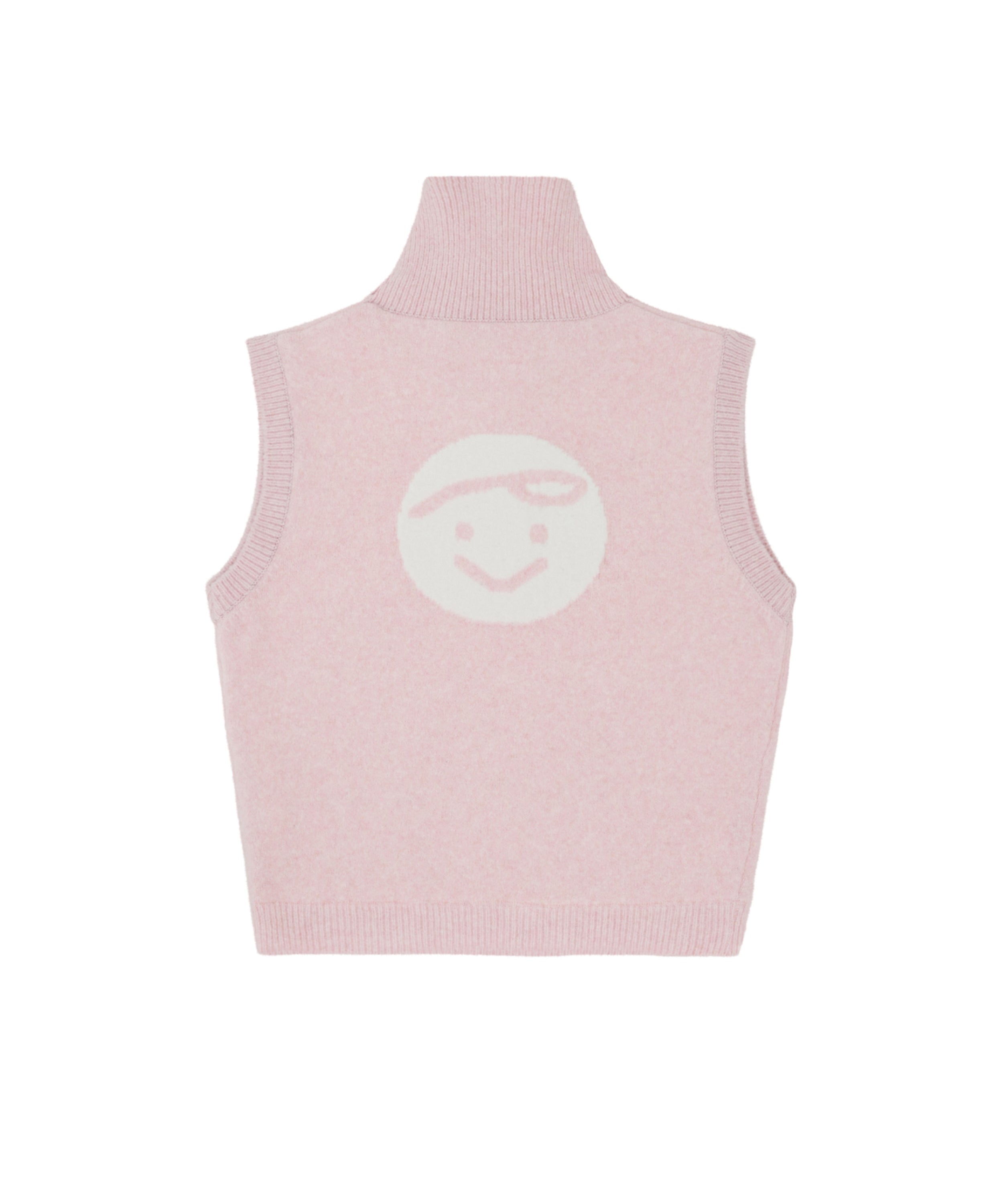 PIV'VEE Giant Smiley Windproof Knit Vest Bubble Pink