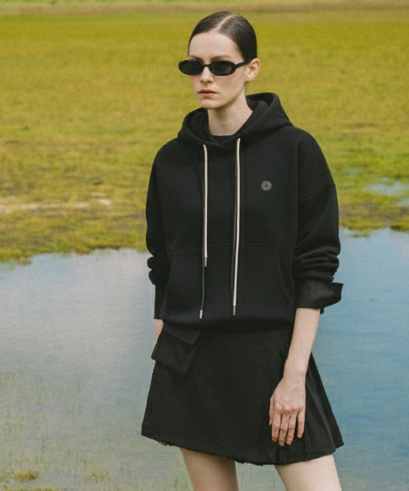 OBER Golf PK Mesh Hooded Sweatshirt Black