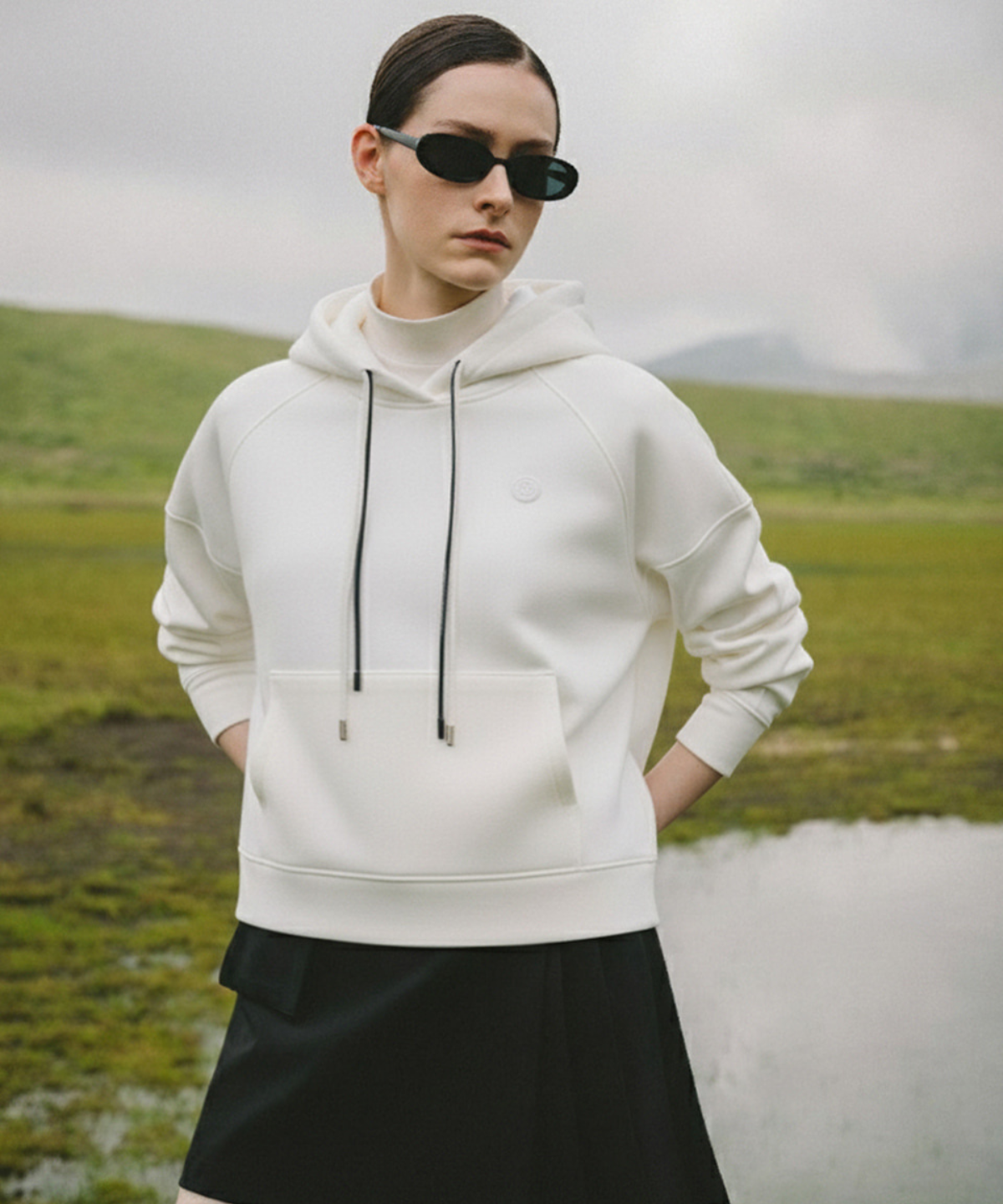 OBER Golf PK Mesh Hooded Sweatshirt White
