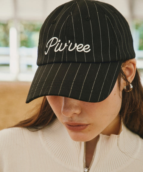 Pinstripe Ball Cap Ebony Black