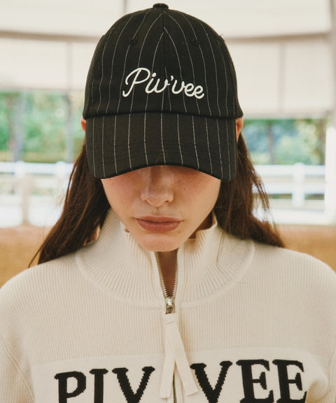 Pinstripe Ball Cap Ebony Black