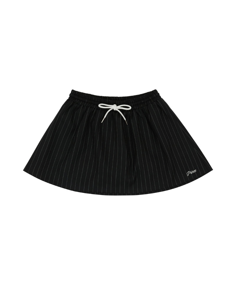 Pinstripe Drawstring Mini Skirt Ebony Black