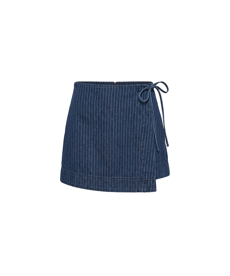 PIV'VEE Pinstripe denim mini skirt - Indigo