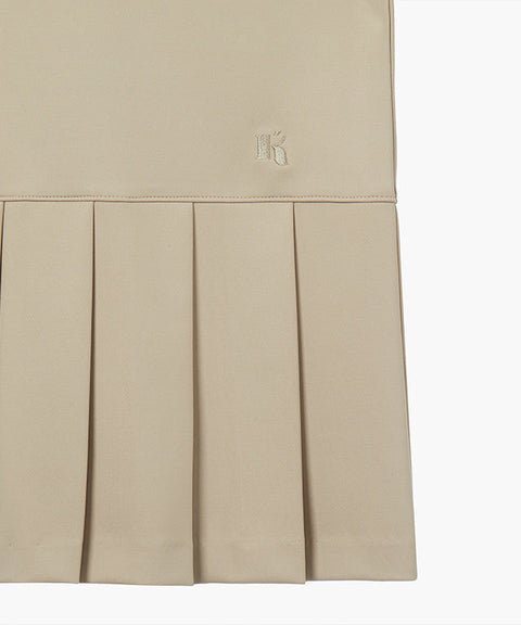 [Warehouse Sale] KUME  STUDIO Pleated Zip-Up Mini Dress - Beige