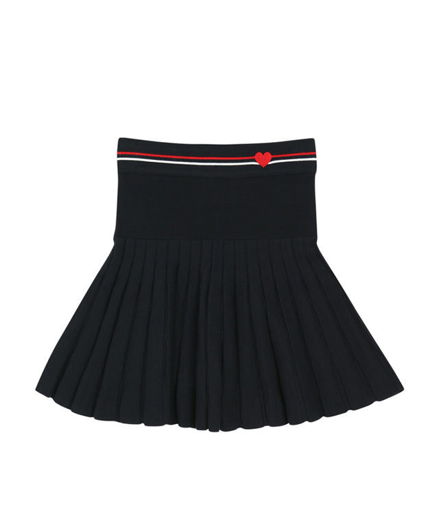 AVEN Pleated Knit Skirt - Dark Navy