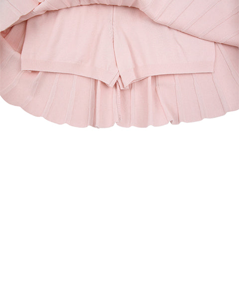 AVEN Pleated Knit Skirt - Pink