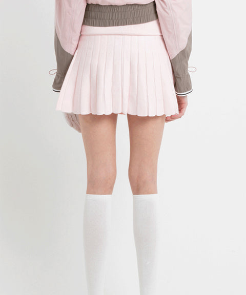 AVEN Pleated Knit Skirt - Pink