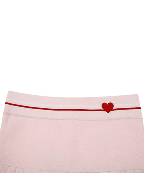 AVEN Pleated Knit Skirt - Pink