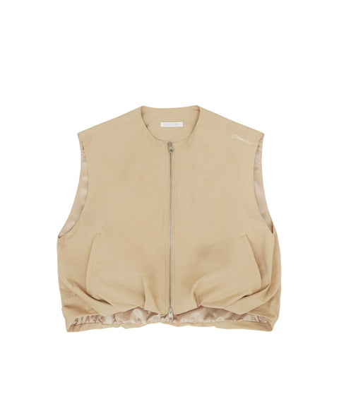 Puffed Hem Vest Milk Tea Beige