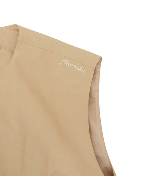Puffed Hem Vest Milk Tea Beige
