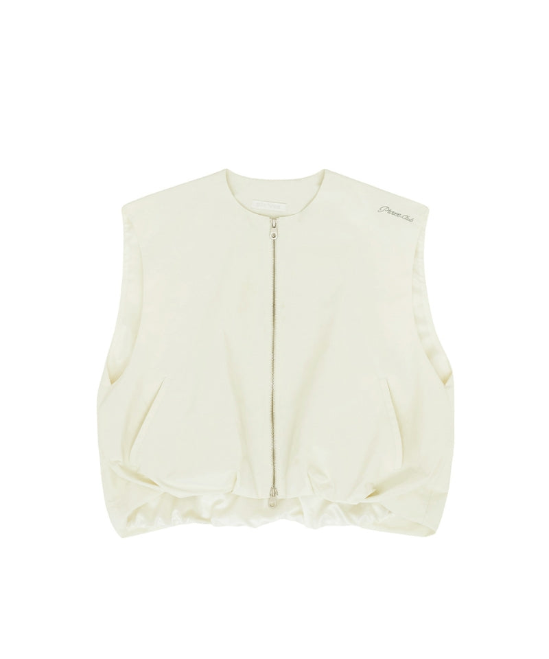 Puffed Hem Vest Sand Beige
