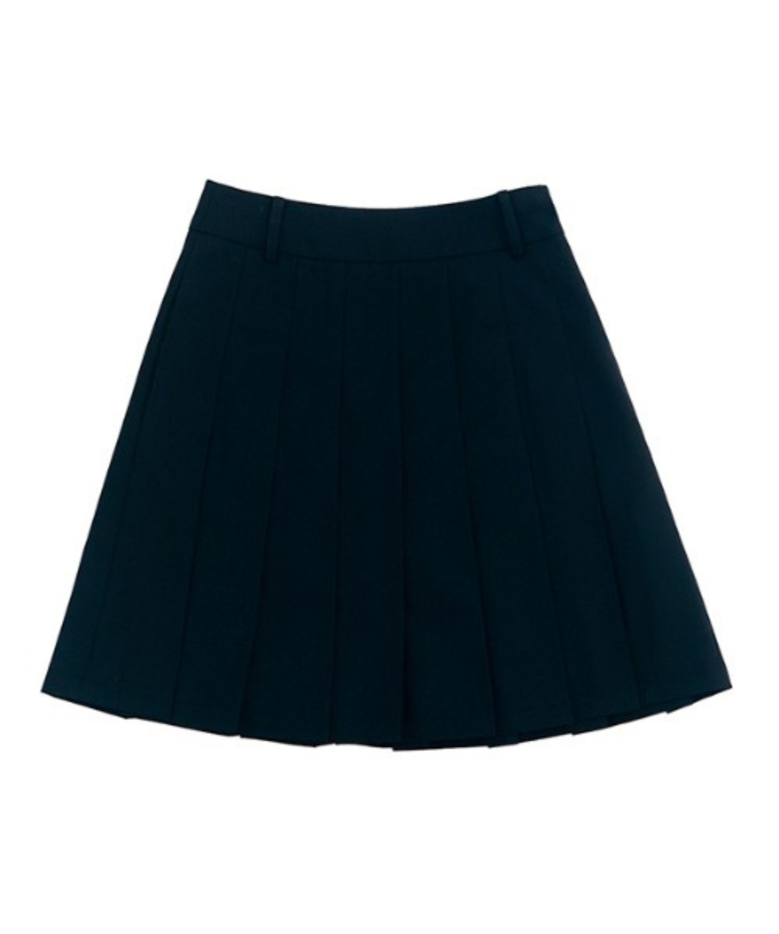 BERMUDA GRASS Logo Band Wool Pleated Skirt Black