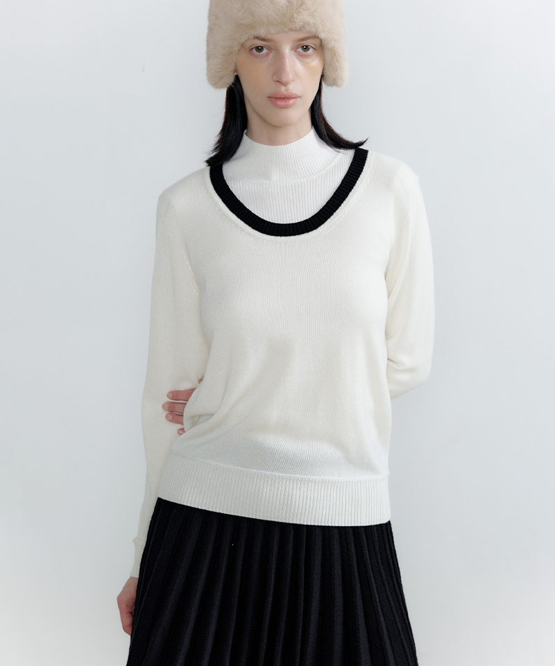 Anell Golf Round Cashmere Knit Top - Ivory