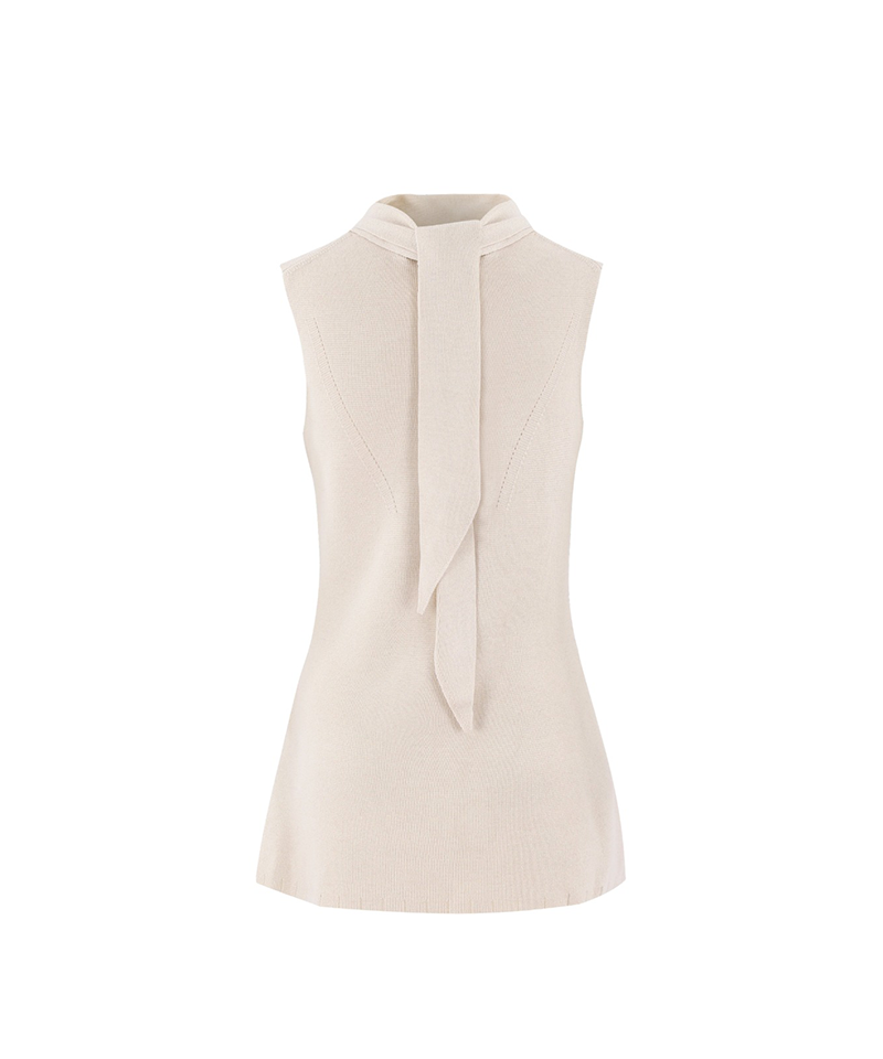 Anell Golf Scarf Slit Knit One Piece - Beige
