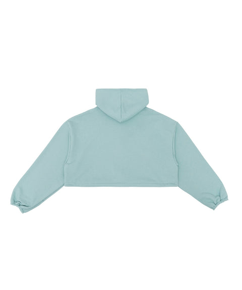 Semi-cropped Zip-up Hoodie Mist Blue