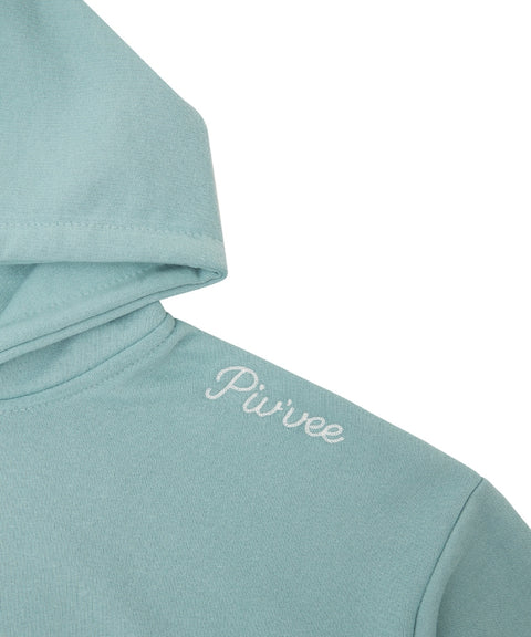 Semi-cropped Zip-up Hoodie Mist Blue