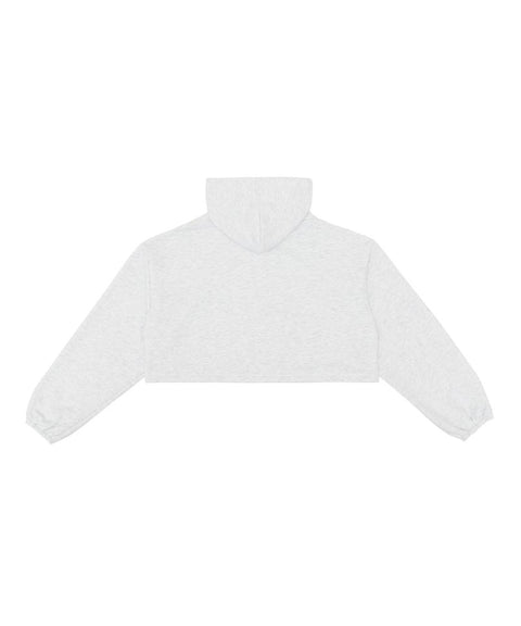 Semi-cropped Zip-up Hoodie Snow Gray
