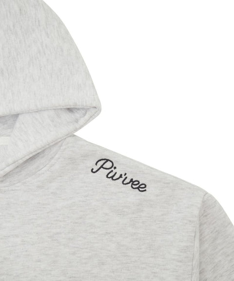 Semi-cropped Zip-up Hoodie Snow Gray