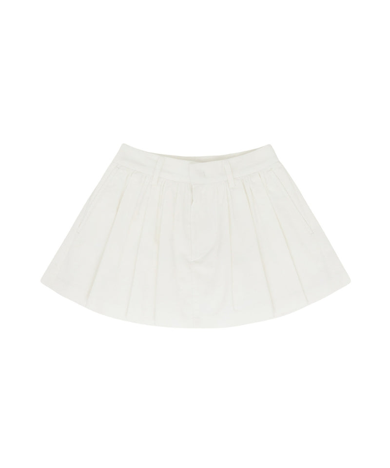 Shirring Corduroy Mini Skirt Cloud White