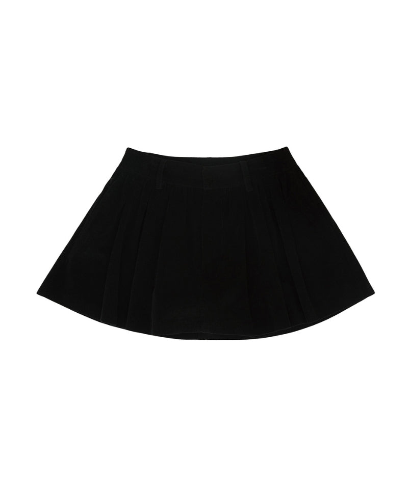 Shirring Corduroy Mini Skirt Ebony Black