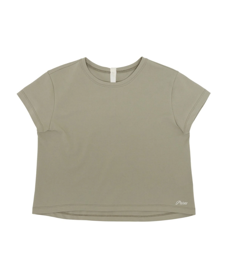 Short Sleeve Back-neck Button T-shirt Olive Green