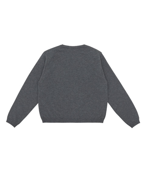 Shoulder Pad Knit Pullover Fuzzy Charcoal