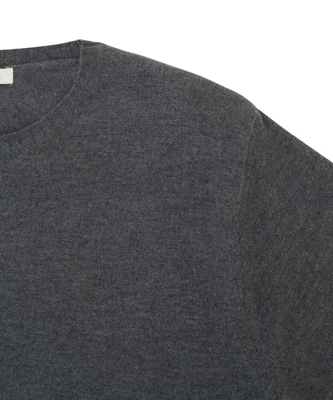 Shoulder Pad Knit Pullover Fuzzy Charcoal