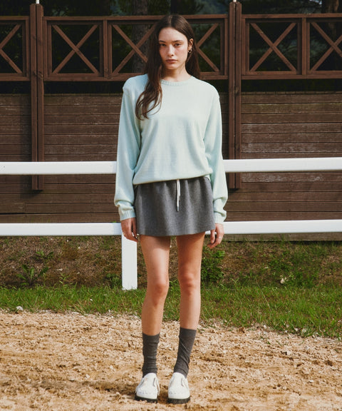 Shoulder Pad Knit Pullover Pistachio Mint