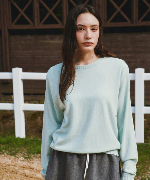 Shoulder Pad Knit Pullover Pistachio Mint