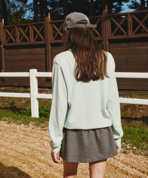 Shoulder Pad Knit Pullover Pistachio Mint