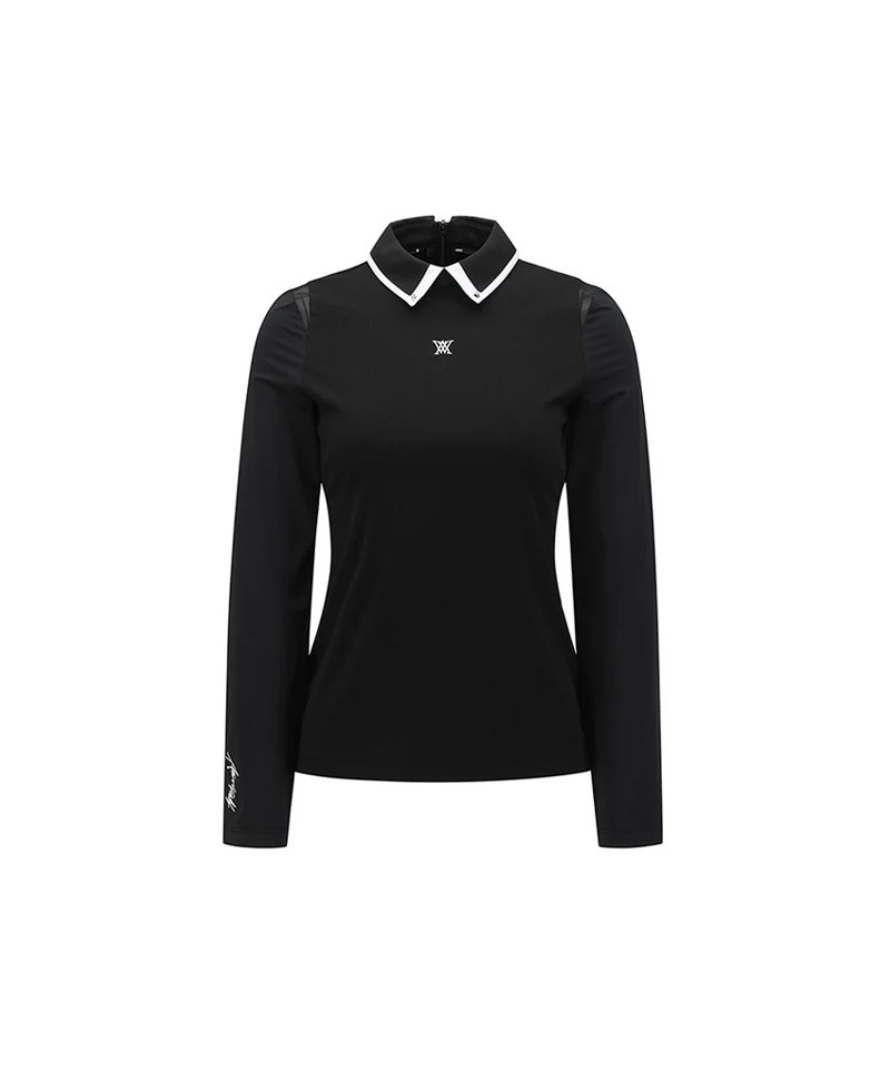 Women's Mesh Hybrid Long T-Shirt - Black