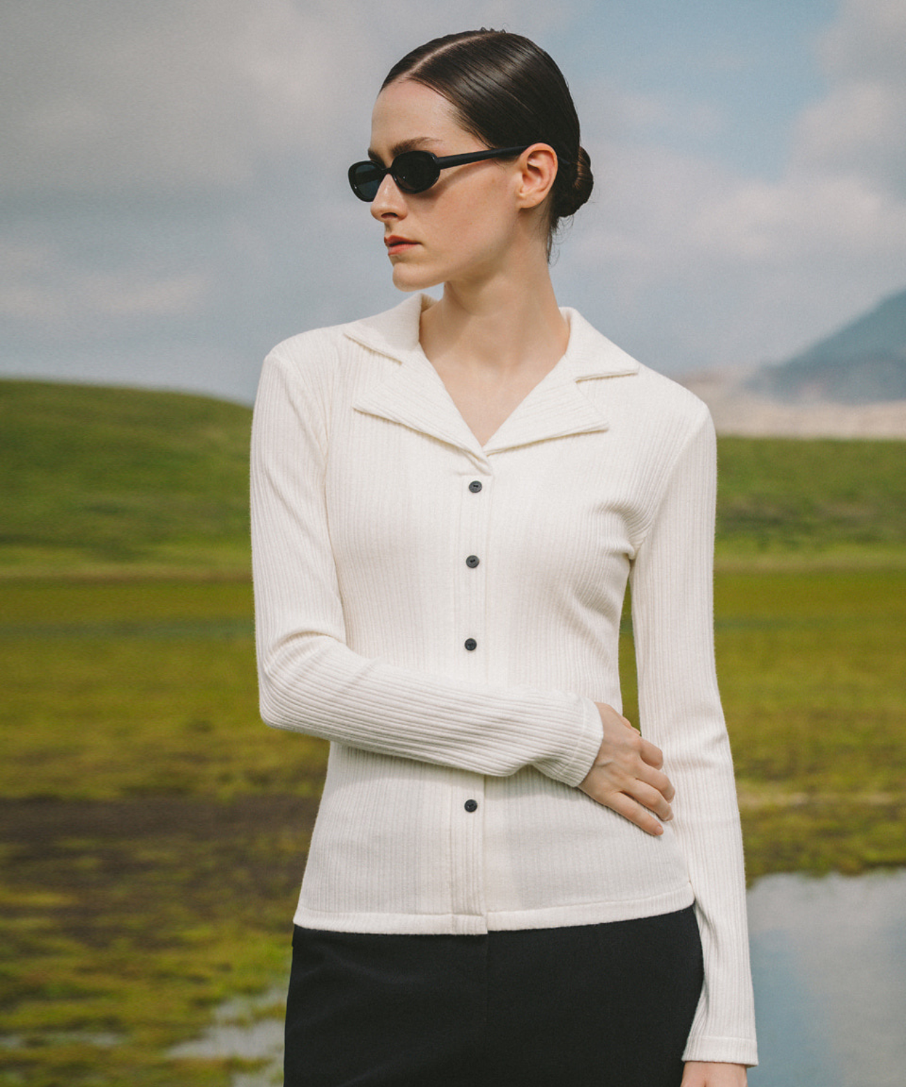 OBER Golf Soft Golji Collar Shirt Ivory