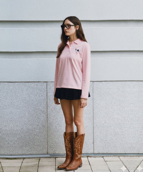 Sports Club Tee Holder Long Sleeve PK Shirt Bubble Pink