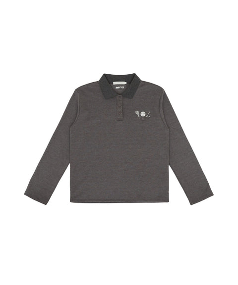 Sports Club Tee Holder Long Sleeve PK Shirt Fuzzy Charcoal