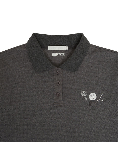 Sports Club Tee Holder Long Sleeve PK Shirt Fuzzy Charcoal